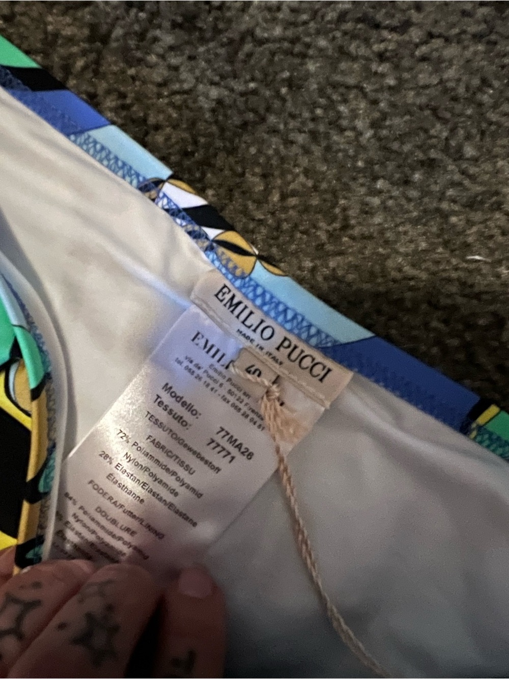 Emilio Pucci Blue, Green & Yellow Abstract Print Triangle Bikini - Picture 4 of 6